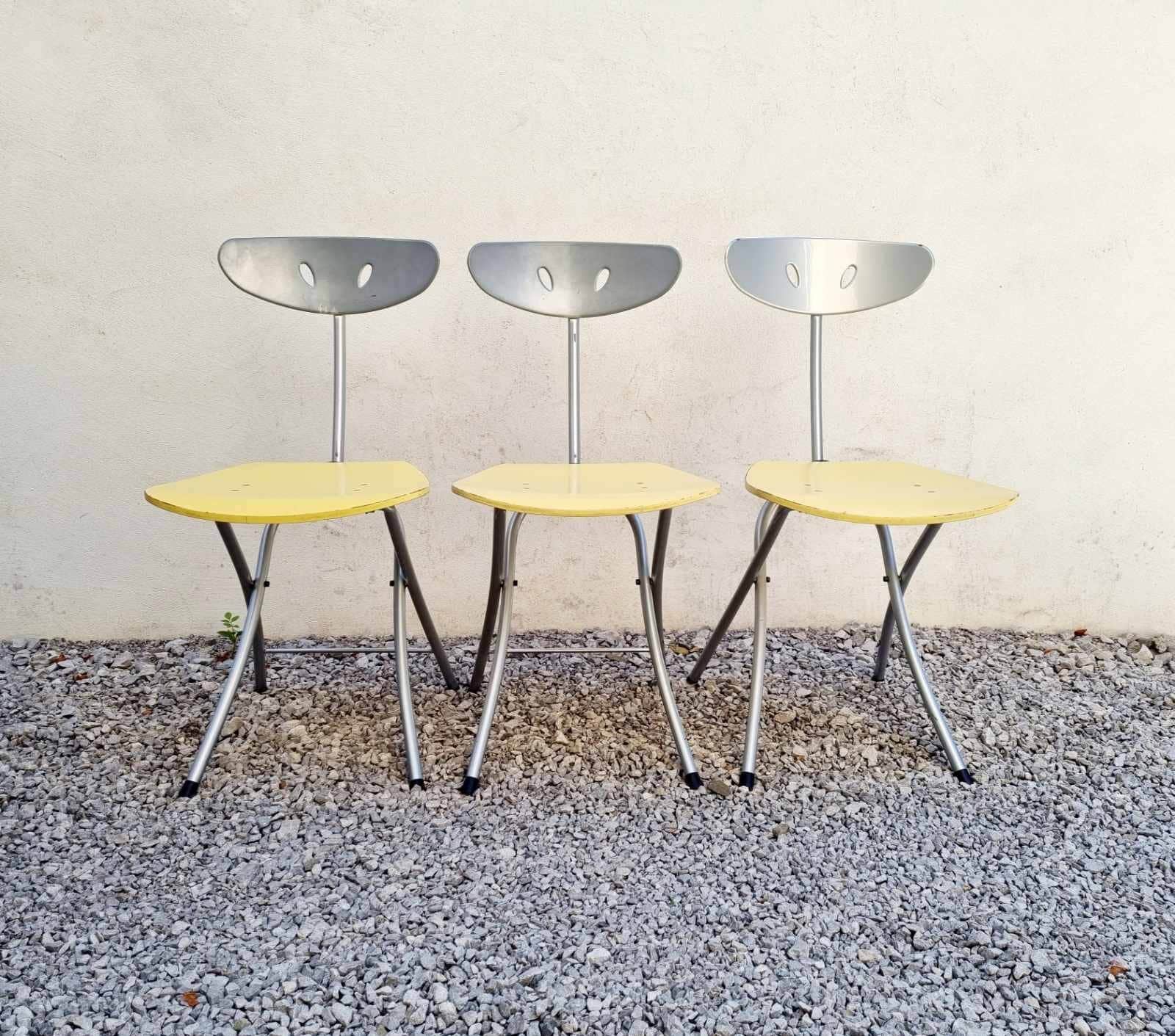 vintage 80s〜90's Postmodern Chair 2 Set of Postmodern Minimalist Model Hestra Folding Chairs by Tord