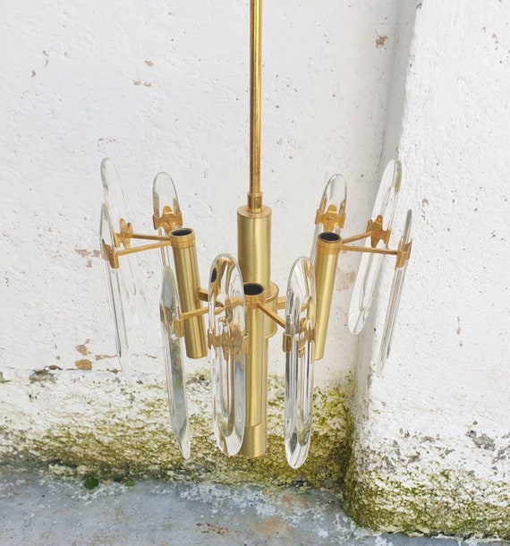 Brass tube chandelier deals