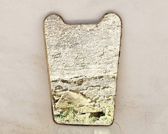 Mid Century Modern Messing Wandspiegel / Vintage Italienischer Wandspiegel / Messing & Holz / Messingspiegel / Vintage Spiegel / Italien / 1960er / '60er Jahre