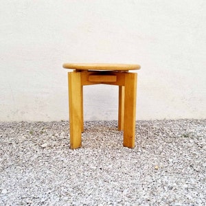 Mid Century Modern Wooden Stool / Solid Wood Chair / Vintage / Brown Chair / Klingnau Ag Stuhl und Tischfabrik / Switzerland / 1980s / '80s image 9