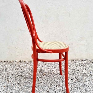 Mid Century Wicker Chair / Vintage Dining Chair / Wooden Chair / Red Chair / Thonet Style Chair / Art Nouveau / Austria / 1930s / '30s image 10