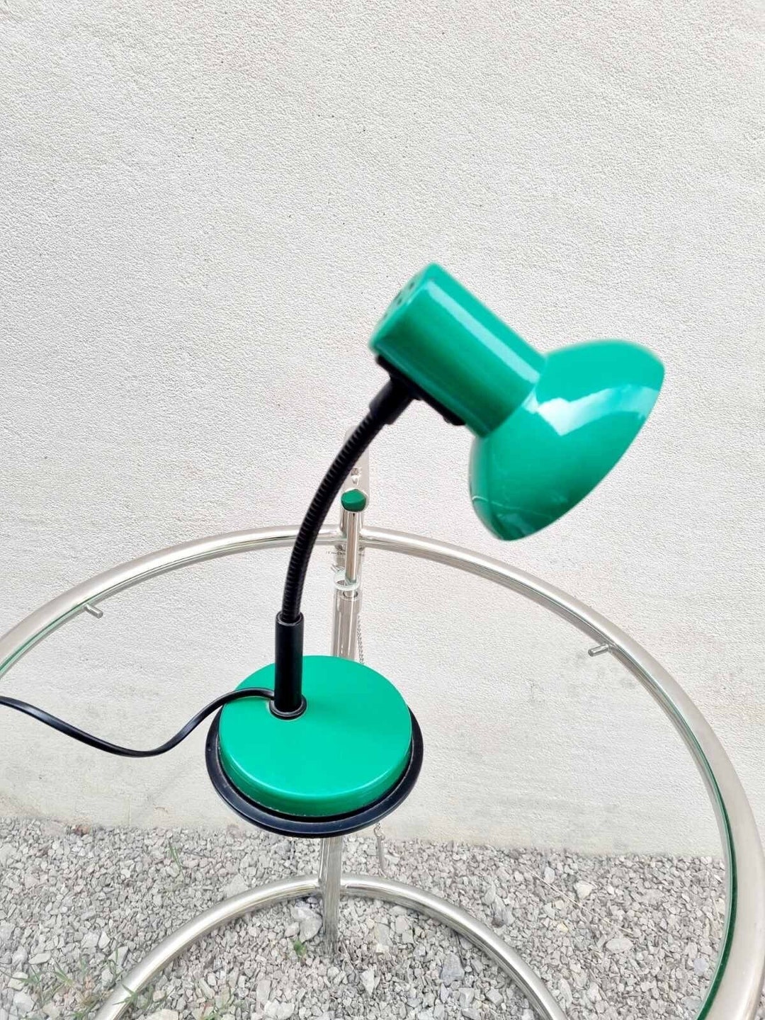 Vintage Memphis Style Table Lamp / Lumi / Green Desk Lamp