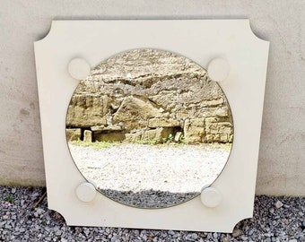 Specchio da parete moderno della metà del secolo / Specchio vintage in legno bianco / Design italiano / Specchio in legno / Specchi / Decorazione per la casa / Italia / 1970 / '70
