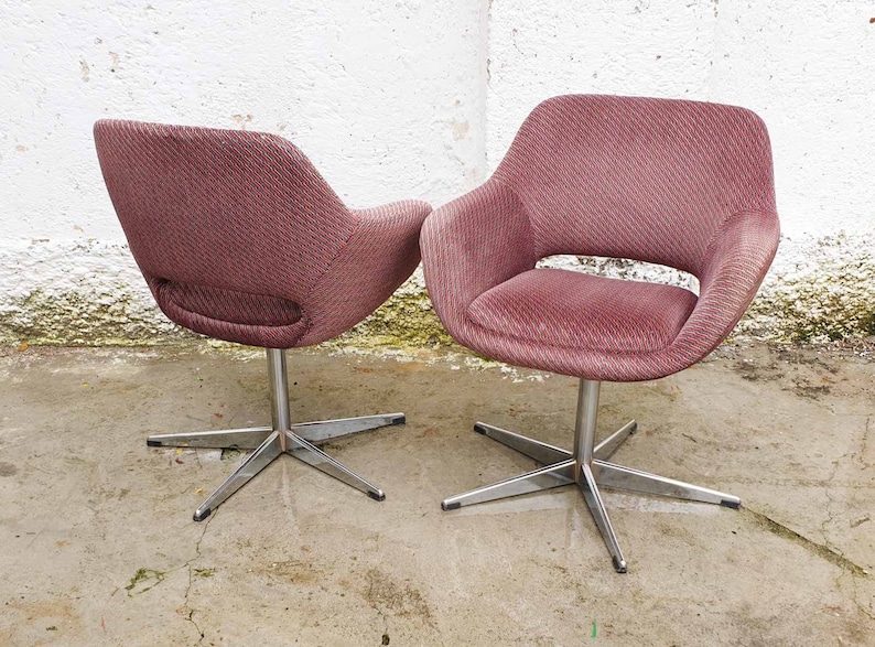 1 of 2 Mid Century Multicolor Swivel Easy Chair / Vintage Home | Etsy