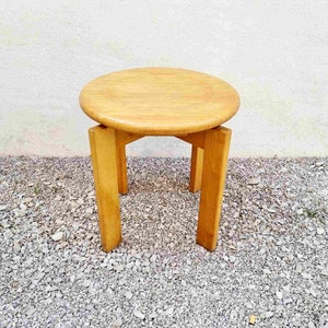 Mid Century Modern Wooden Stool / Solid Wood Chair / Vintage / Brown Chair / Klingnau Ag Stuhl und Tischfabrik / Switzerland / 1980s / '80s image 7