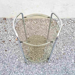 Mid Century Glass Serving Trolley / Bar Cart / Mid Century Side Table / Glass Cart / Vintage Bar Cart / Metal and Glass Cart / Italy / '60s image 10