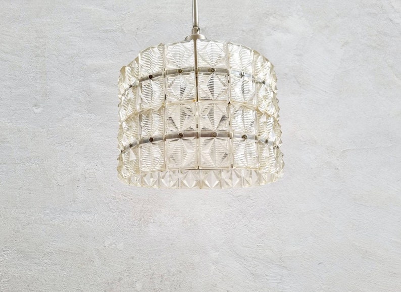 Mid Century Ceiling Lamp / Carl Fagerlund Style / Swedish Design / Vintage Glass Chandelier / MCM Lighting / MCM / Sweden / 1960 / '60s image 3