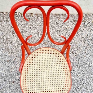 Mid Century Wicker Chair / Vintage Dining Chair / Wooden Chair / Red Chair / Thonet Style Chair / Art Nouveau / Austria / 1930s / '30s image 8