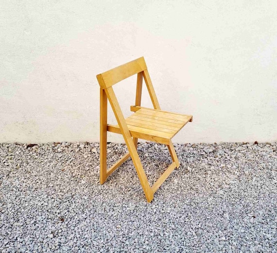 Mid Century Modern Folding Wooden Chair / Vintage Nature Folding