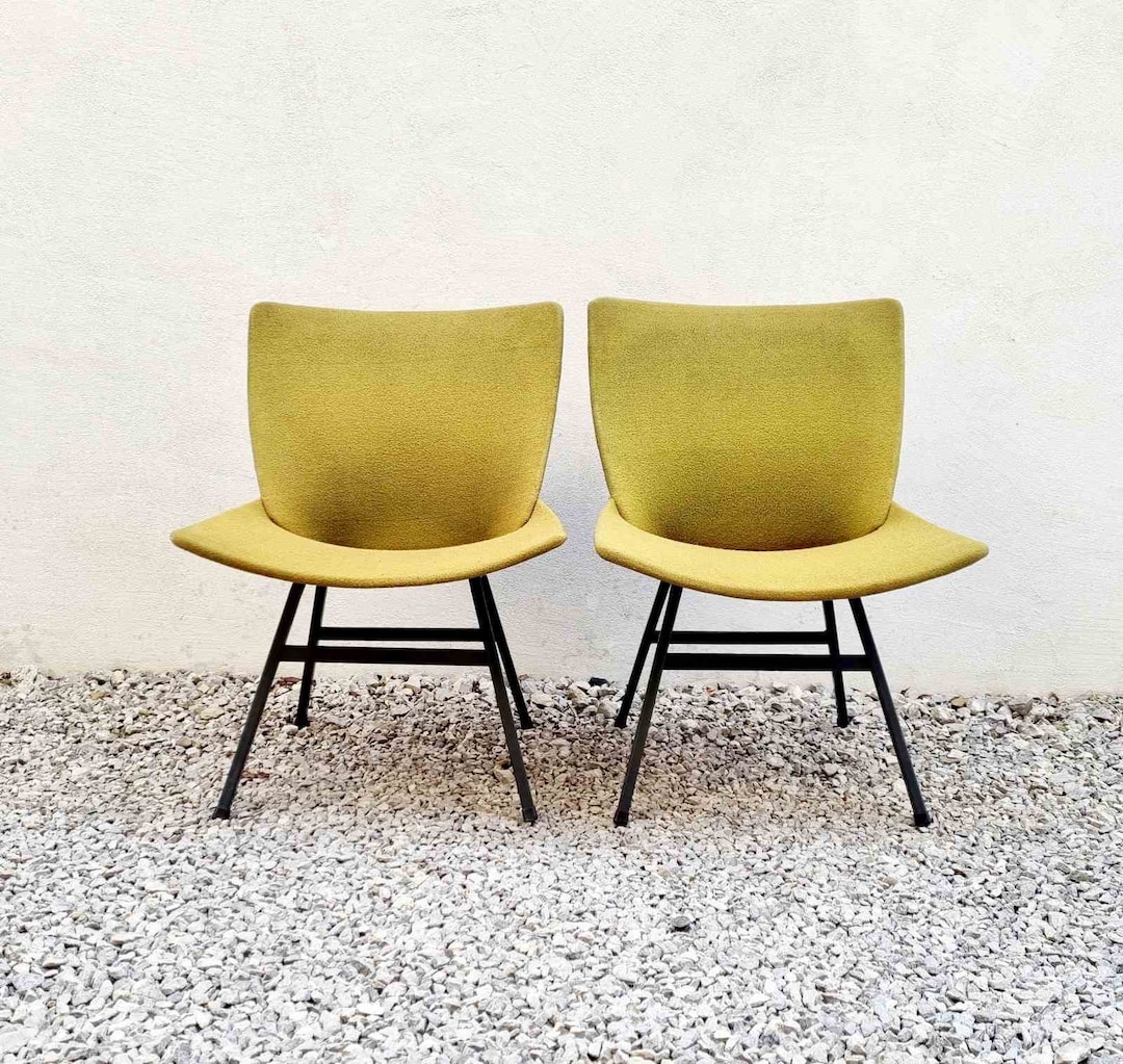 Pair of Mid Century Modern Lounge Chairs / Model Lupina / Green / Shell ...