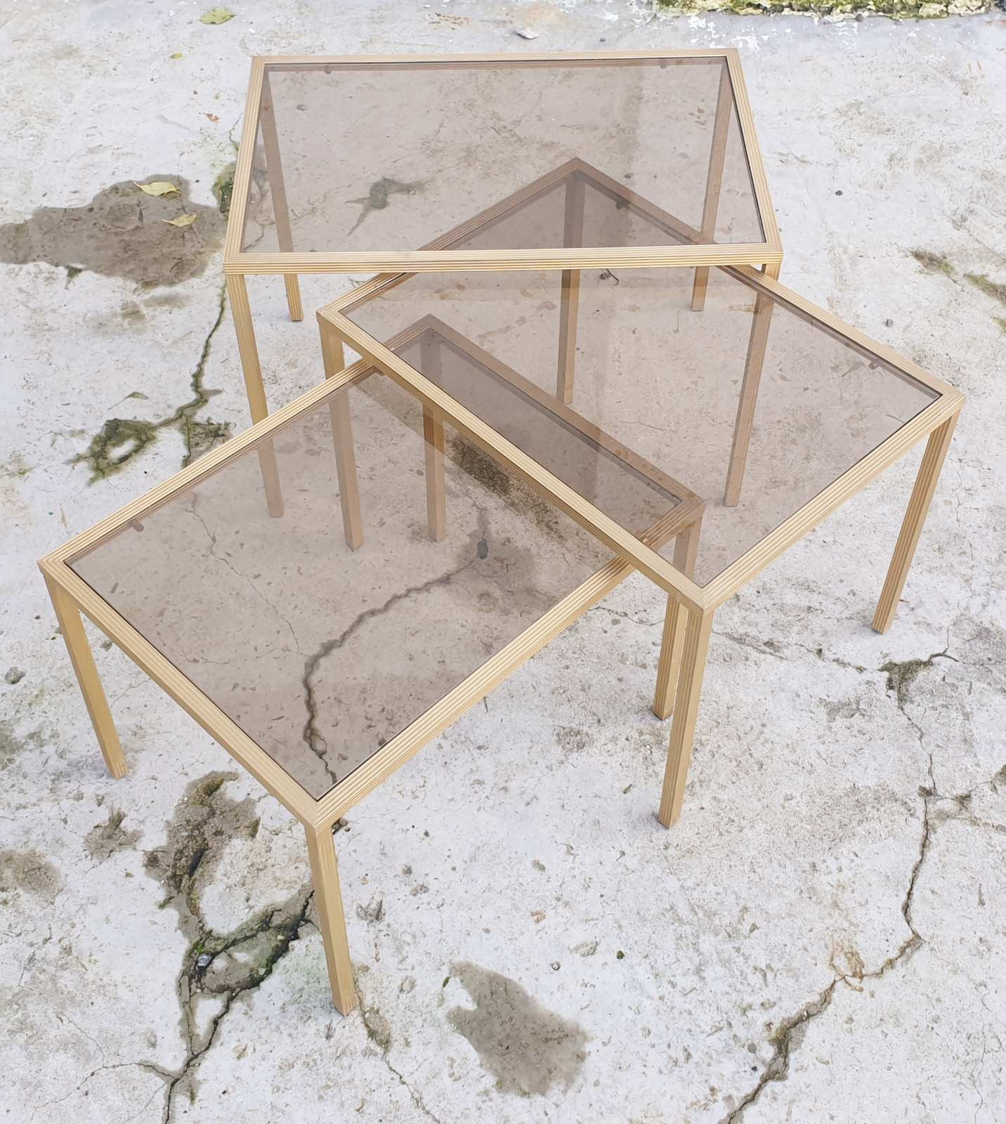 Vintage Gold Brass Nesting Coffee Tables / MCM Side Tables / | Etsy