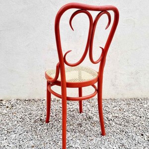 Mid Century Wicker Chair / Vintage Dining Chair / Wooden Chair / Red Chair / Thonet Style Chair / Art Nouveau / Austria / 1930s / '30s image 3