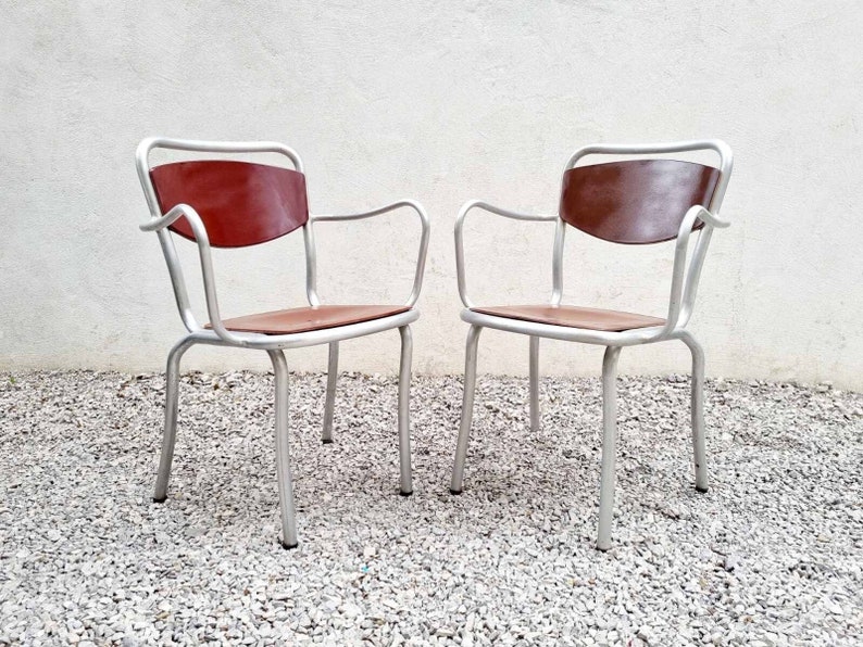 1 of 2 Mid Century B 236 Chair / Design Gastone Rinaldi / Produced by Rima Italy / Metal Armchairs / Home and Office / Italy / 1951 / '50s image 1