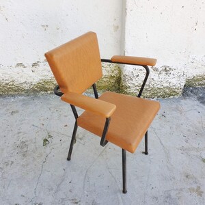 Mid Century Modern Office Chair / Vintage Chair / Dining Chair with Brown Eco Leather / 1950 / Dining Chair / Retro Chair / Italy / '50s image 7