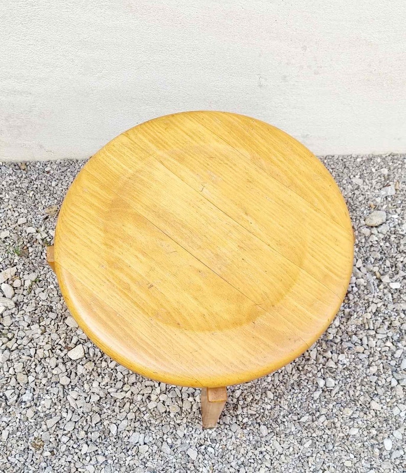 Mid Century Modern Wooden Stool / Solid Wood Chair / Vintage / Brown Chair / Klingnau Ag Stuhl und Tischfabrik / Switzerland / 1980s / '80s image 8