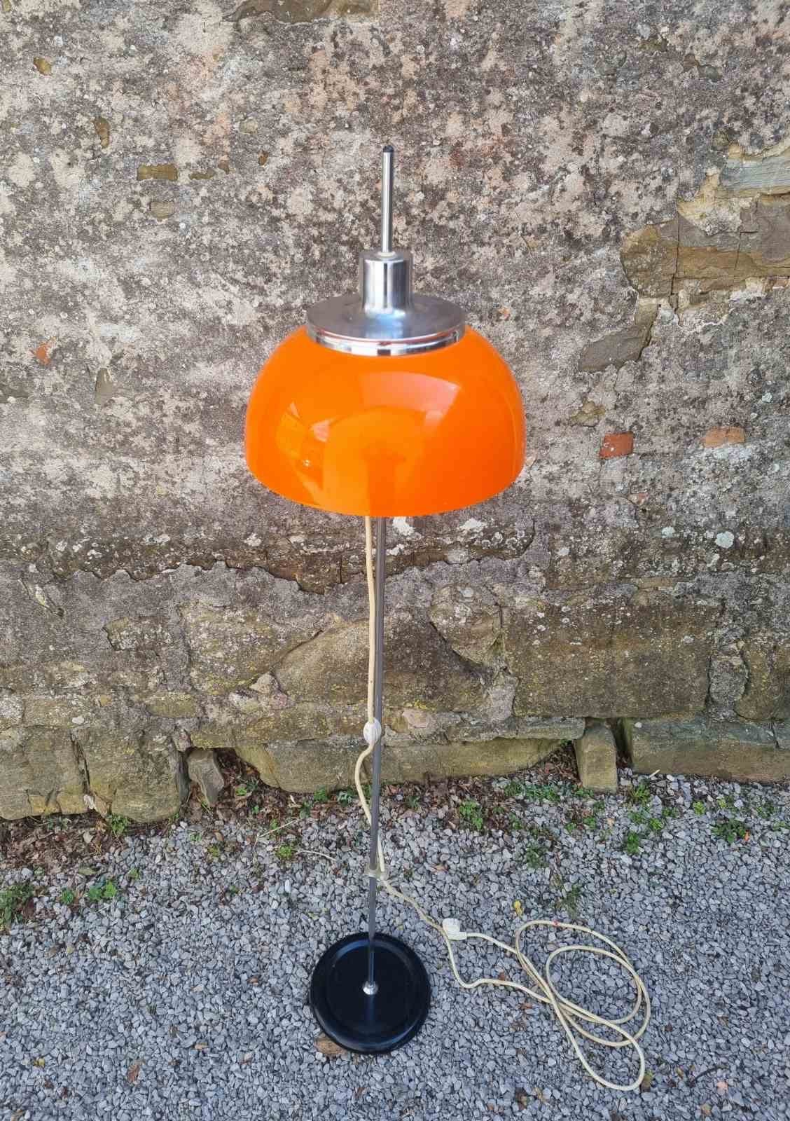Mid Century Rare Orange Floor Lamp / Model Faro / Design Harvey