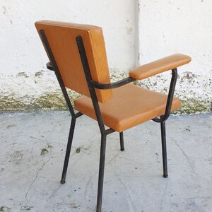 Mid Century Modern Office Chair / Vintage Chair / Dining Chair with Brown Eco Leather / 1950 / Dining Chair / Retro Chair / Italy / '50s image 4