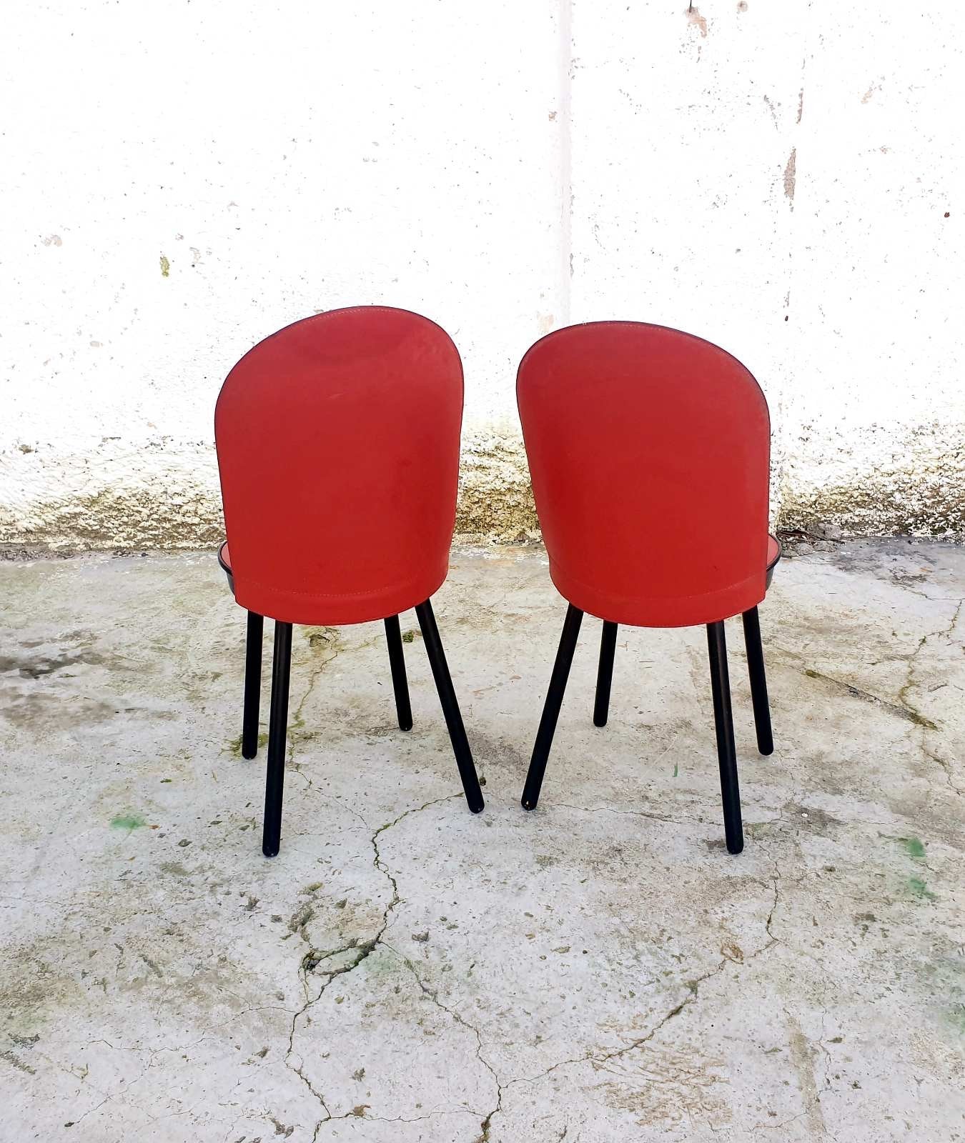 1 of 2 Vintage Red Leather Dining Chairs / MCM Chairs / Etsy