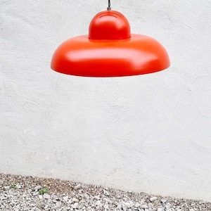 Mid Century Modern Pendant Lamp / Produced by Sijaj Hrastnik / Vintage Ceiling Lamp / Red Metal Lamp / Red Hanging Lamp / Retro Light / '70s image 9