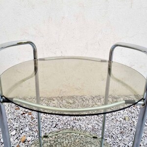 Mid Century Glass Serving Trolley / Bar Cart / Mid Century Side Table / Glass Cart / Vintage Bar Cart / Metal and Glass Cart / Italy / '60s image 5