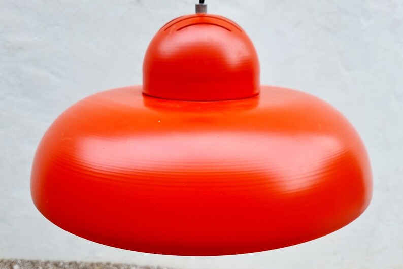 Mid Century Modern Pendant Lamp / Produced by Sijaj Hrastnik / Vintage Ceiling Lamp / Red Metal Lamp / Red Hanging Lamp / Retro Light / '70s image 4