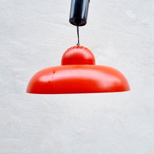 Mid Century Modern Pendant Lamp / Produced by Sijaj Hrastnik / Vintage Ceiling Lamp / Red Metal Lamp / Red Hanging Lamp / Retro Light / '70s image 5