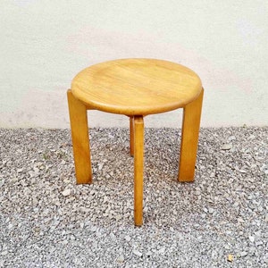 Mid Century Modern Wooden Stool / Solid Wood Chair / Vintage / Brown Chair / Klingnau Ag Stuhl und Tischfabrik / Switzerland / 1980s / '80s image 3