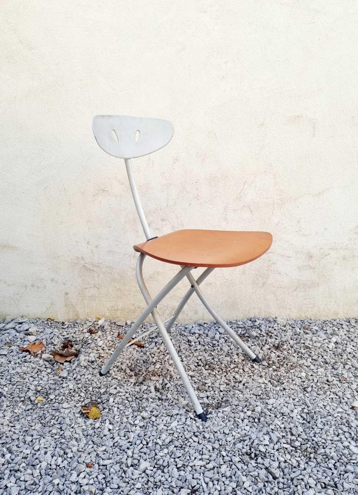 Postmodern Wooden Metal Folding Chair / Piu Chair / Chiaramonte