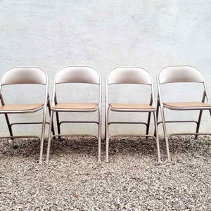 1 of 4 Mid Century Modern Folding Chair / Samsonite No.1877 / Vintage Folding Chairs / Metal and Faux Leather Chairs / United States / '60s