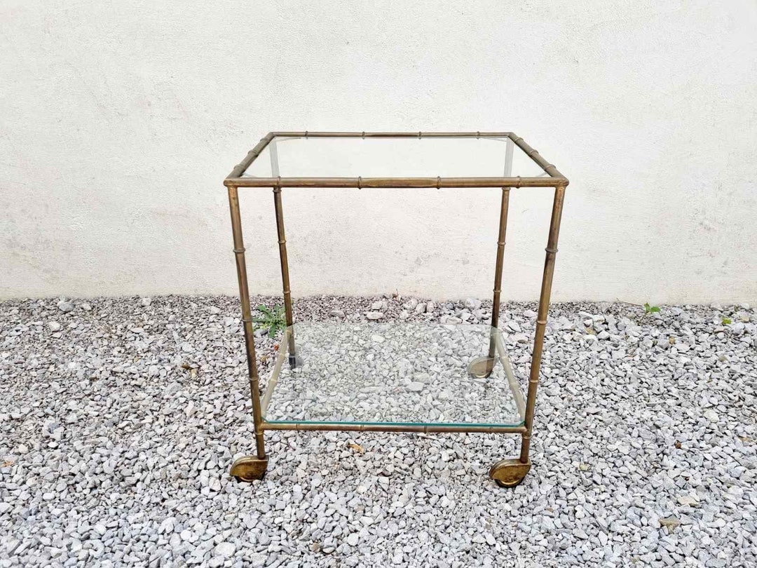 Vintage Gold Brass Coffee Table / Faux Bamboo Side Table / Etsy