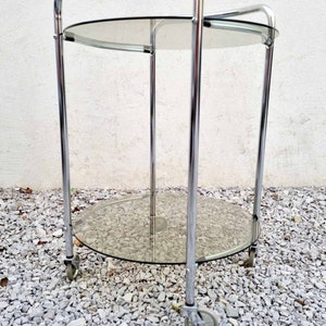 Mid Century Glass Serving Trolley / Bar Cart / Mid Century Side Table / Glass Cart / Vintage Bar Cart / Metal and Glass Cart / Italy / '60s image 8