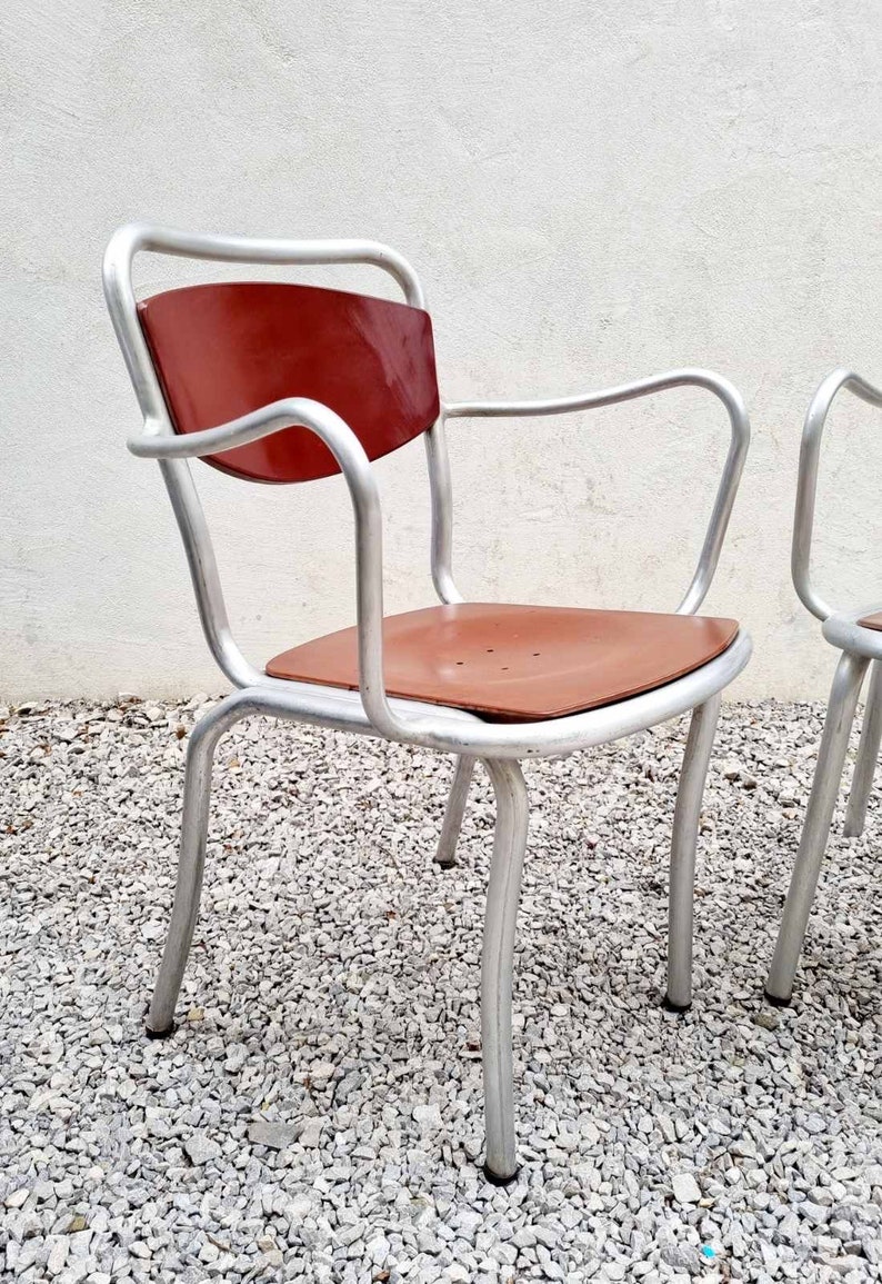 1 of 2 Mid Century B 236 Chair / Design Gastone Rinaldi / Produced by Rima Italy / Metal Armchairs / Home and Office / Italy / 1951 / '50s image 8