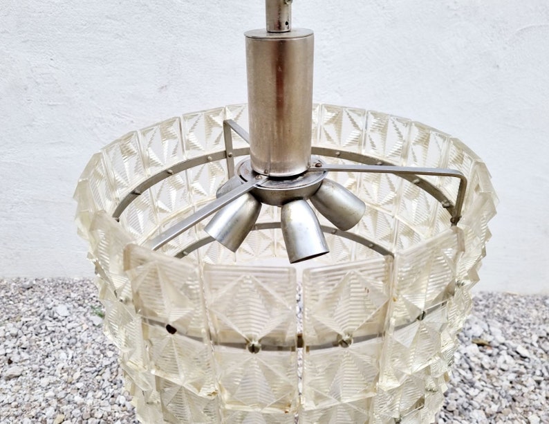 Mid Century Ceiling Lamp / Carl Fagerlund Style / Swedish Design / Vintage Glass Chandelier / MCM Lighting / MCM / Sweden / 1960 / '60s image 4