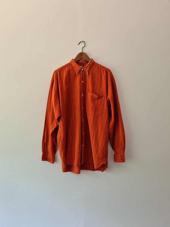 Mens Cotton Longsleeve Shirt | orange shirt | Size