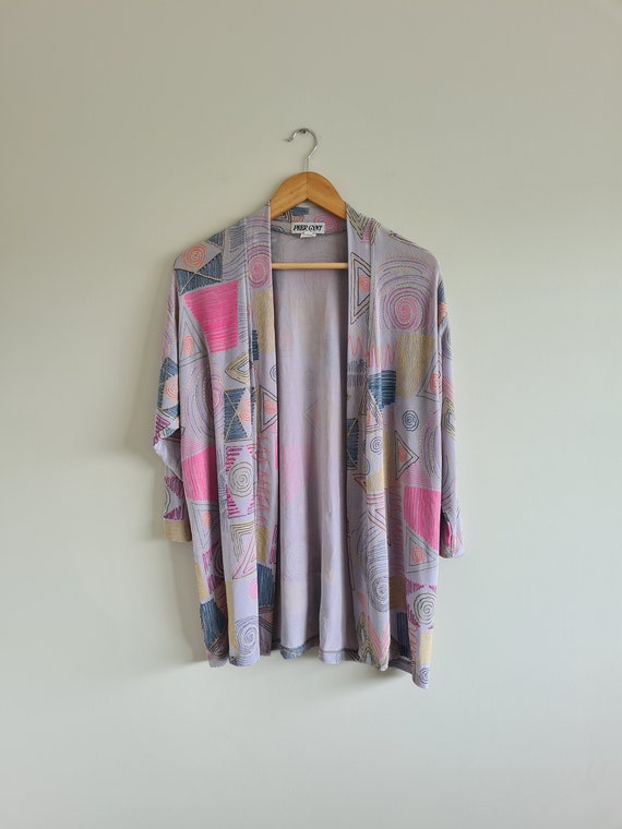 90s Geometric Metallic Cardigan | Pastel cardigan