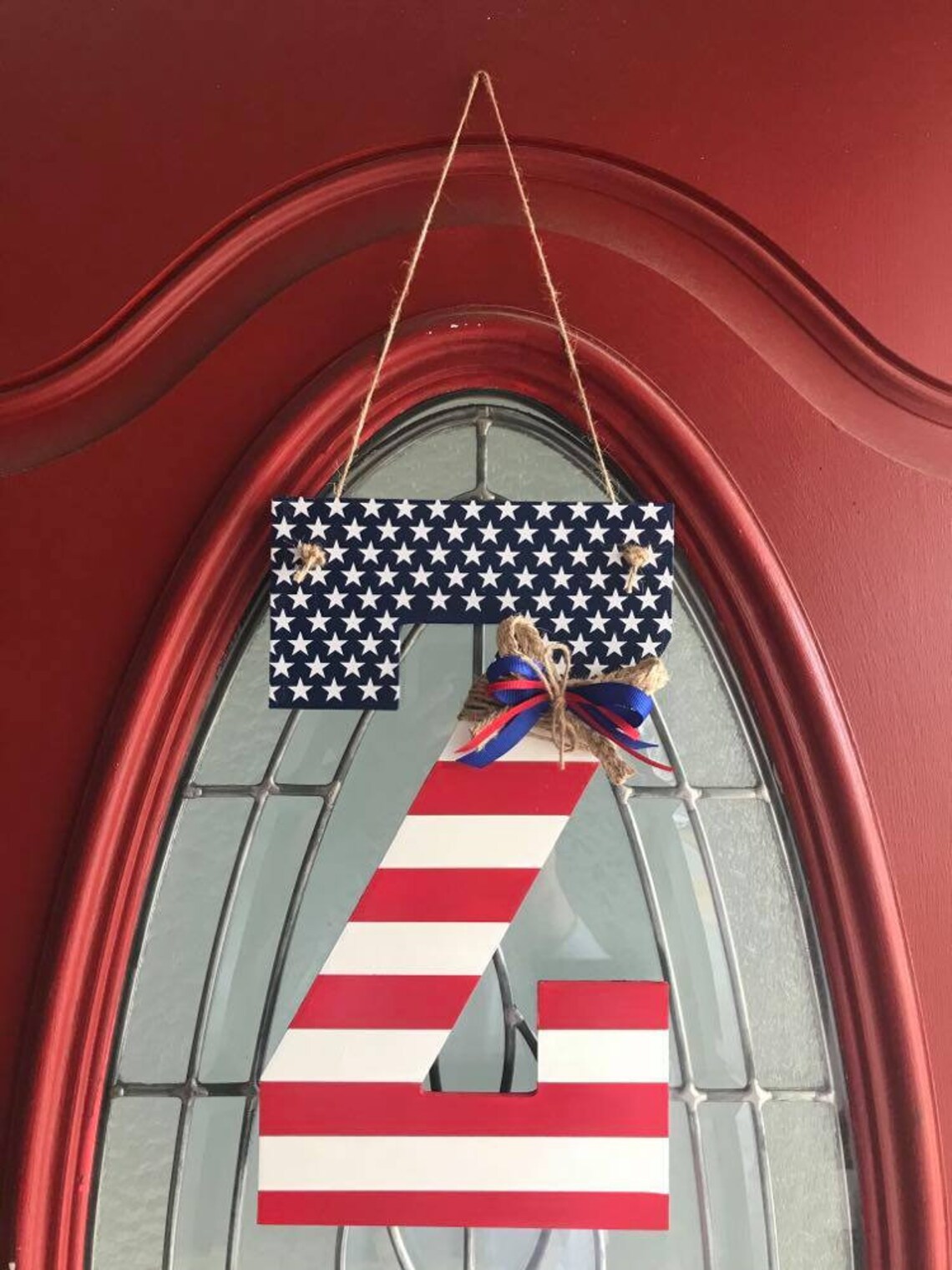 American Flag Door Hanger USA decor Monogram painted door Etsy
