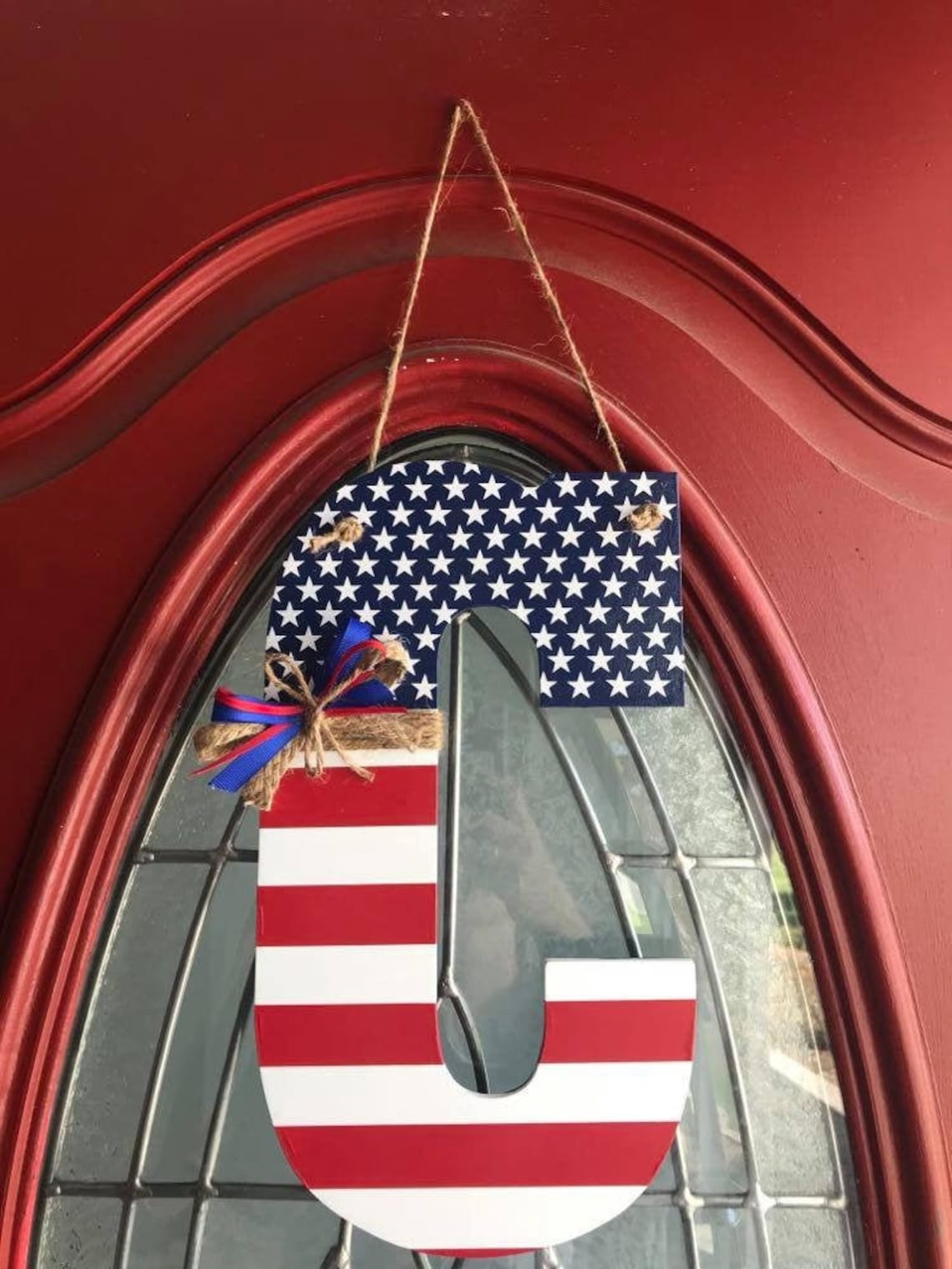 American Flag Door Hanger USA Decor Monogram Painted Door Etsy