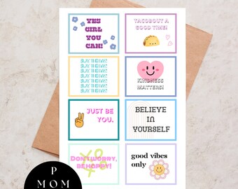 Girls' Lunchbox Notes - Cute, Colorful, Encouraging (PDF)