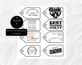 Teacher THANK YOU Tags - PDF Download - You Print