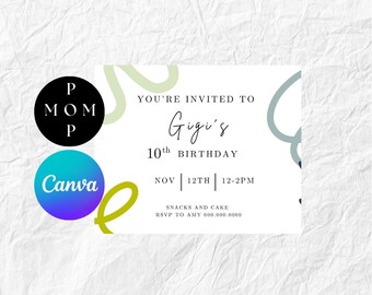 Modern Lines Invitation 7" x 5" + 10" x 8" Poster | EDIT IN CANVA