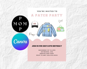 Patch Party Invitation Template: Poster & Wallpaper (Canva Pro, Digital Download)