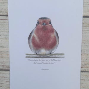 Robin Colored Pencil A5 Wydruk inspirowany wierszem „Północny wiatr”