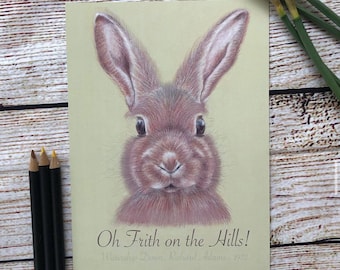 Watership Down Art Print with Smiling Rabbit Drawing and Quote