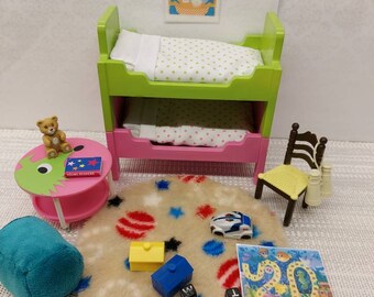Lundby wooden original bedroom set with tiny accessories inclusive