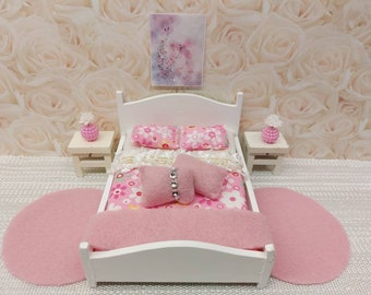 Lundby wooden original bedroom set with tiny accessories inclusive