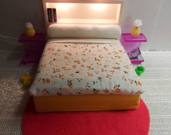 Lundby wooden original bedroom set with tiny accessories inclusive