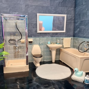 Lundby complete bathroom set with tiny accessories inclusive