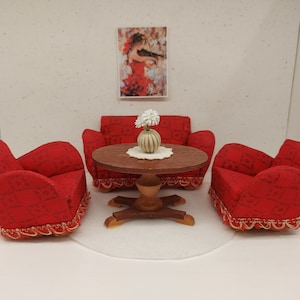 Lundby sofa set, living room set,  with tiny accessories inclusive.