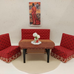 Lundby original sofa set, living room set with tiny accessories inclusive.