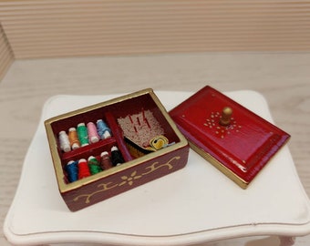 Dollhouse sewing kit, approximately Lundby size